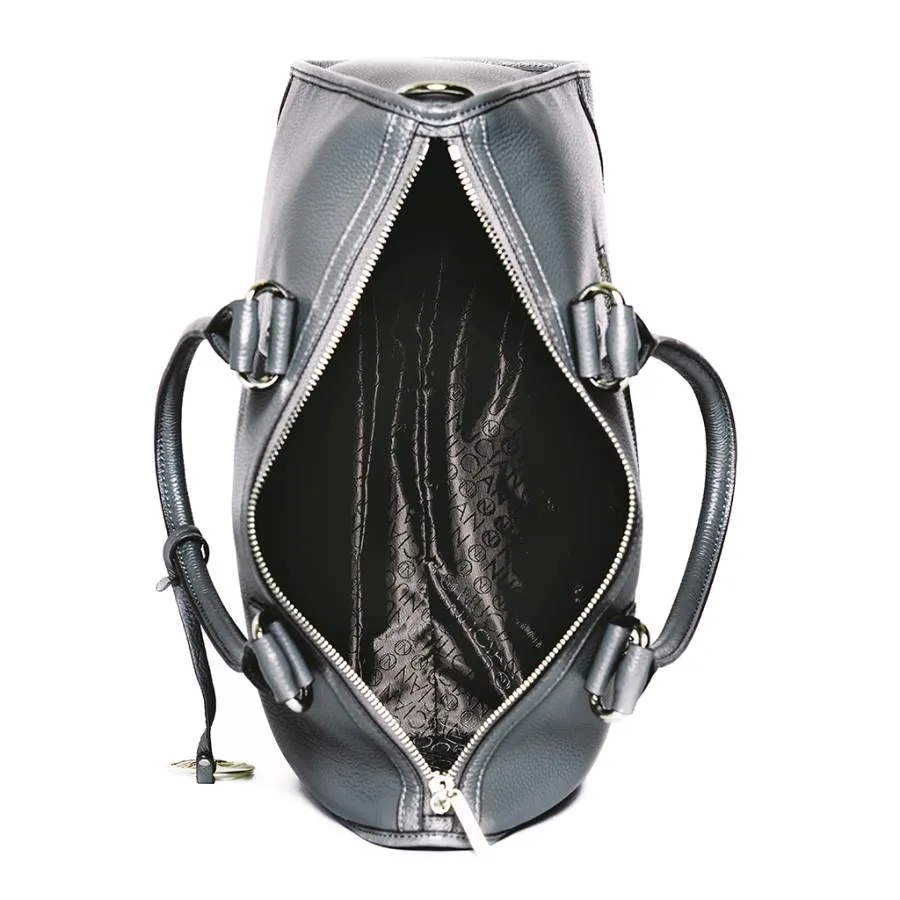 Madison Satchel Handbag in Grey Pebble Leather