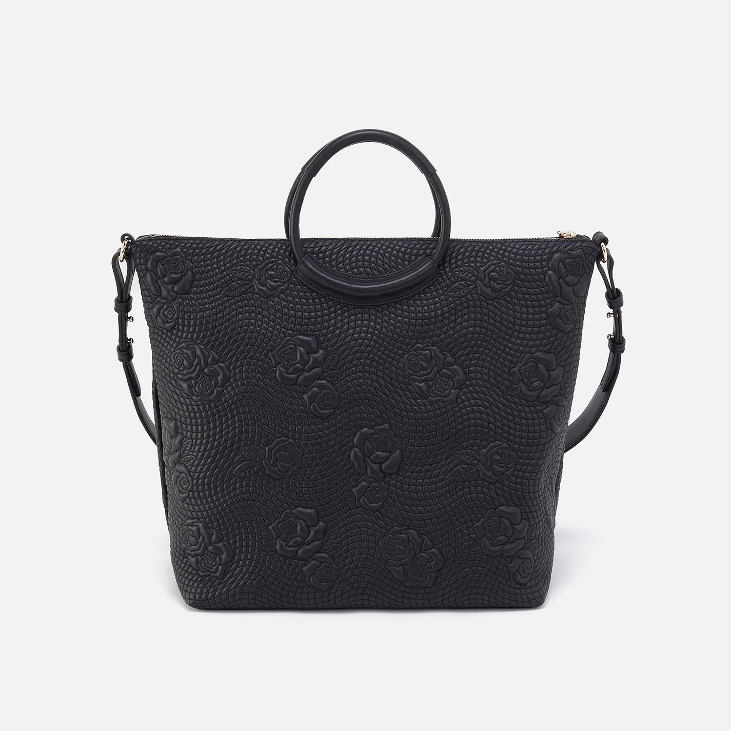 Maggie Satchel In Smooth Leather - Black Quilted Rose