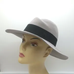 Maison Michel Virginie Fedora Hat Light Gray Wool Felt Size Small