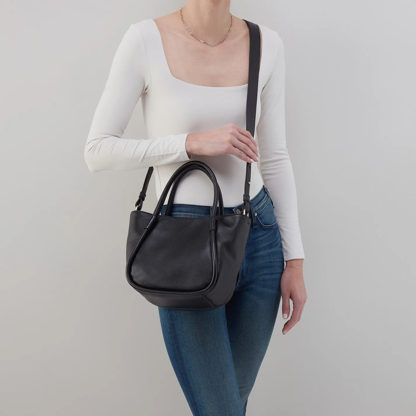 Margot Satchel In Pebbled Leather - Black