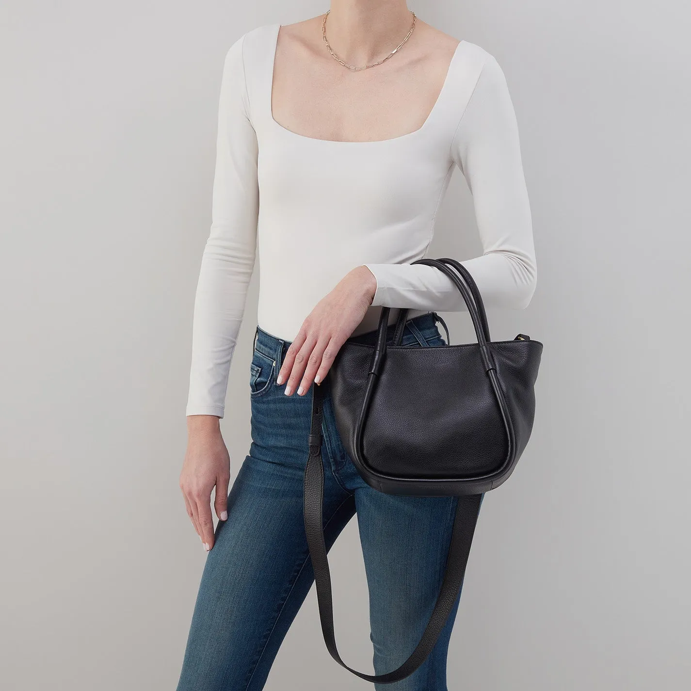 Margot Satchel In Pebbled Leather - Black