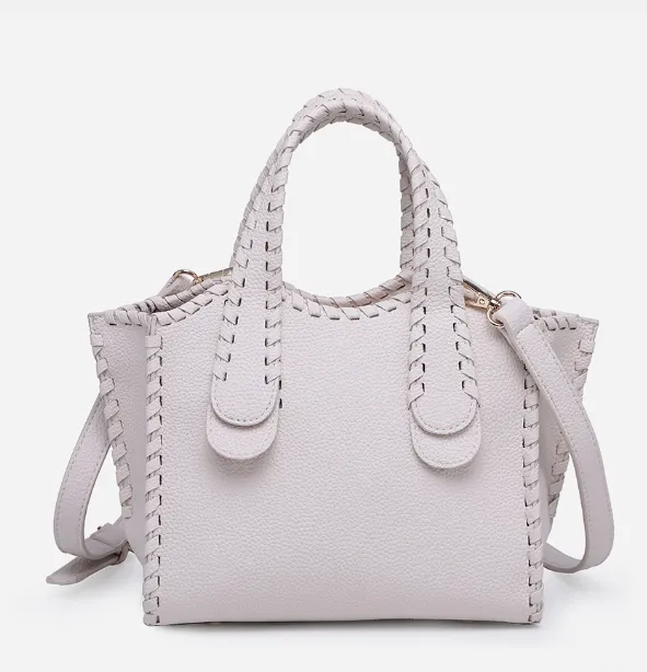 Marla Whipstitch Satchel in Off White