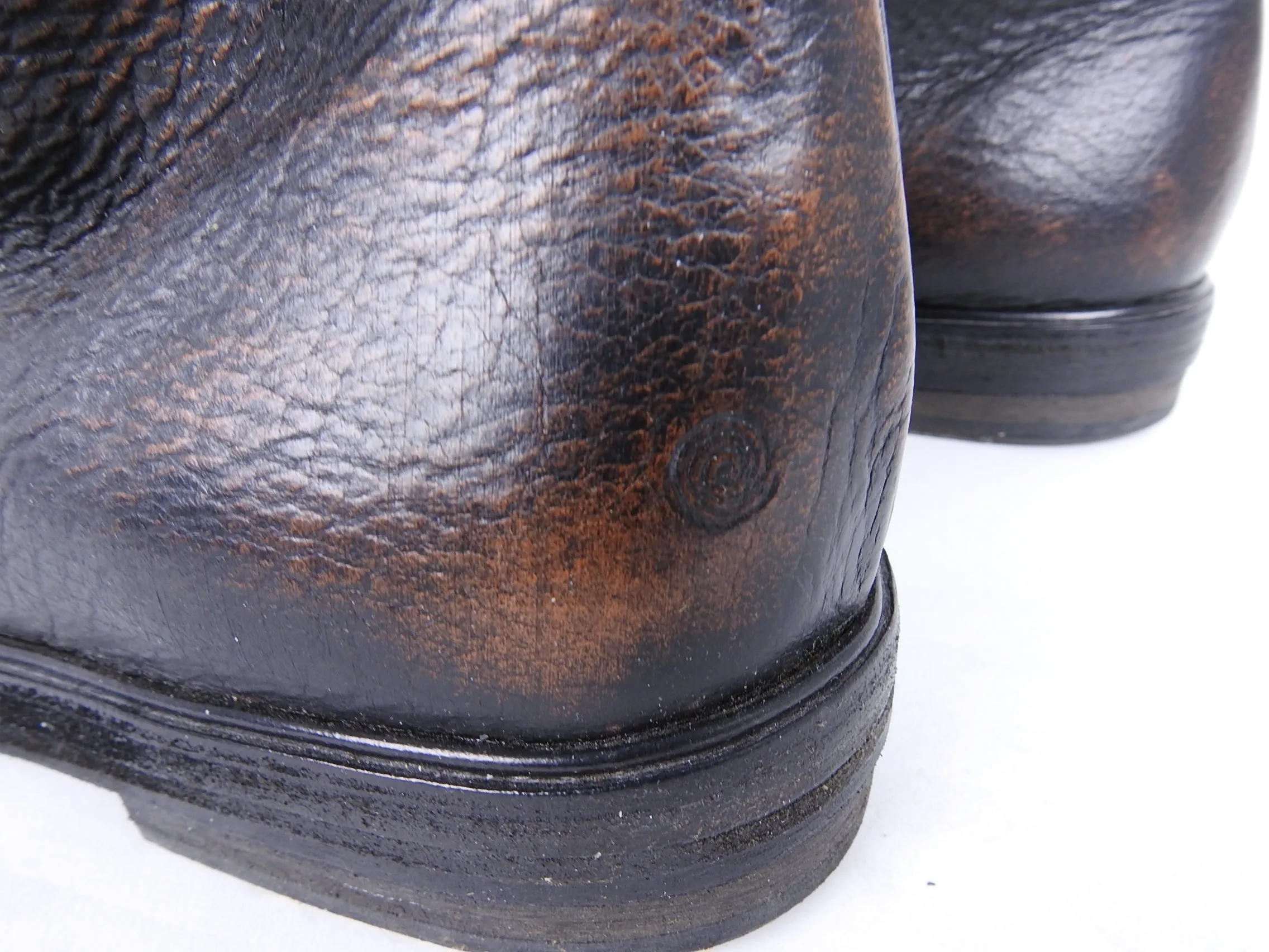 Marsell Worn Leather Reddish Brown Combat Lace Up Boots - 10