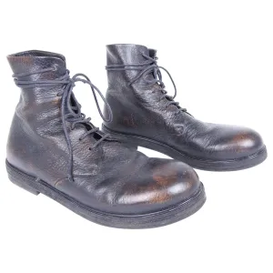 Marsell Worn Leather Reddish Brown Combat Lace Up Boots - 10