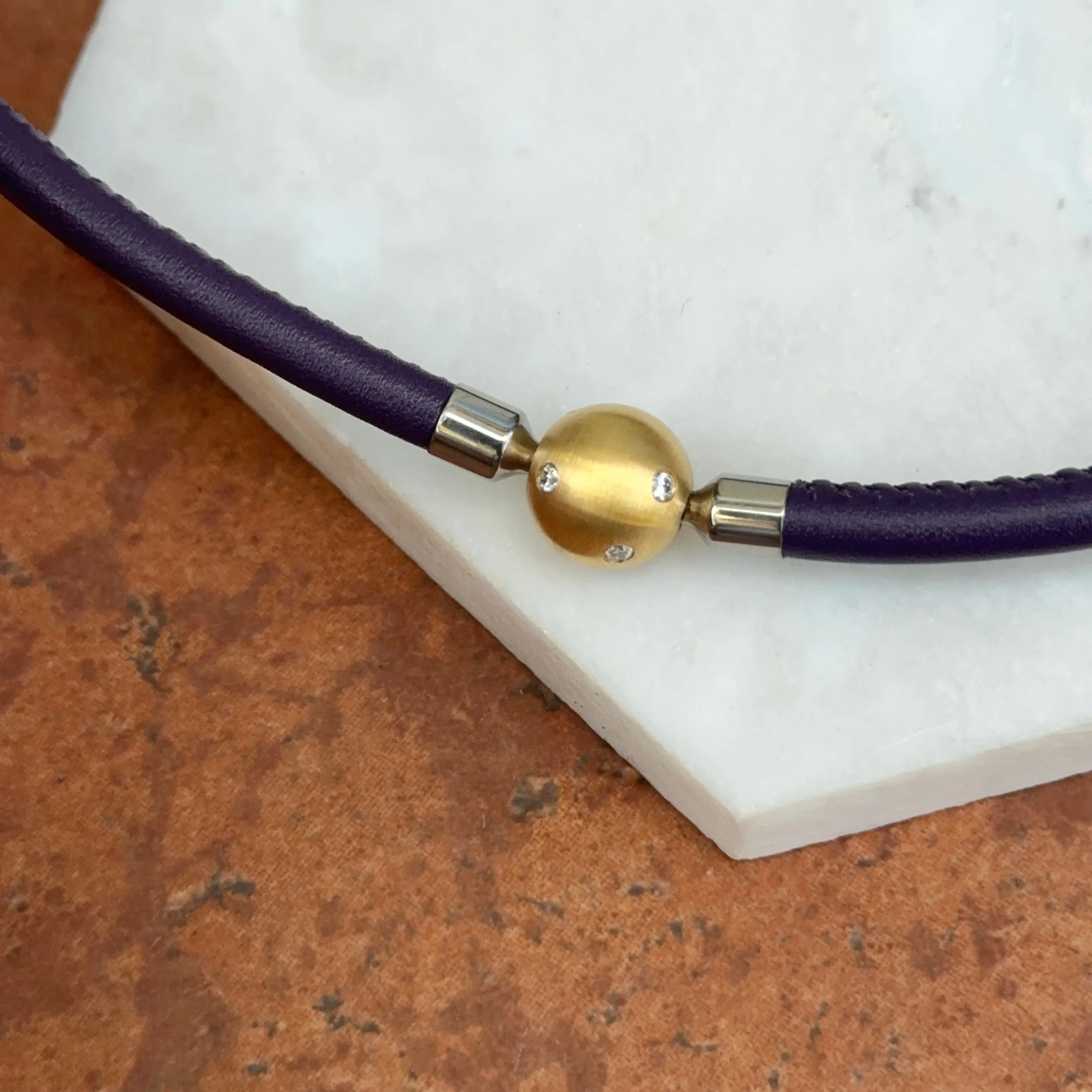 Matte Gold Plated Stainless Steel 12mm Gypsy Set CZ Ball Swap Pendant
