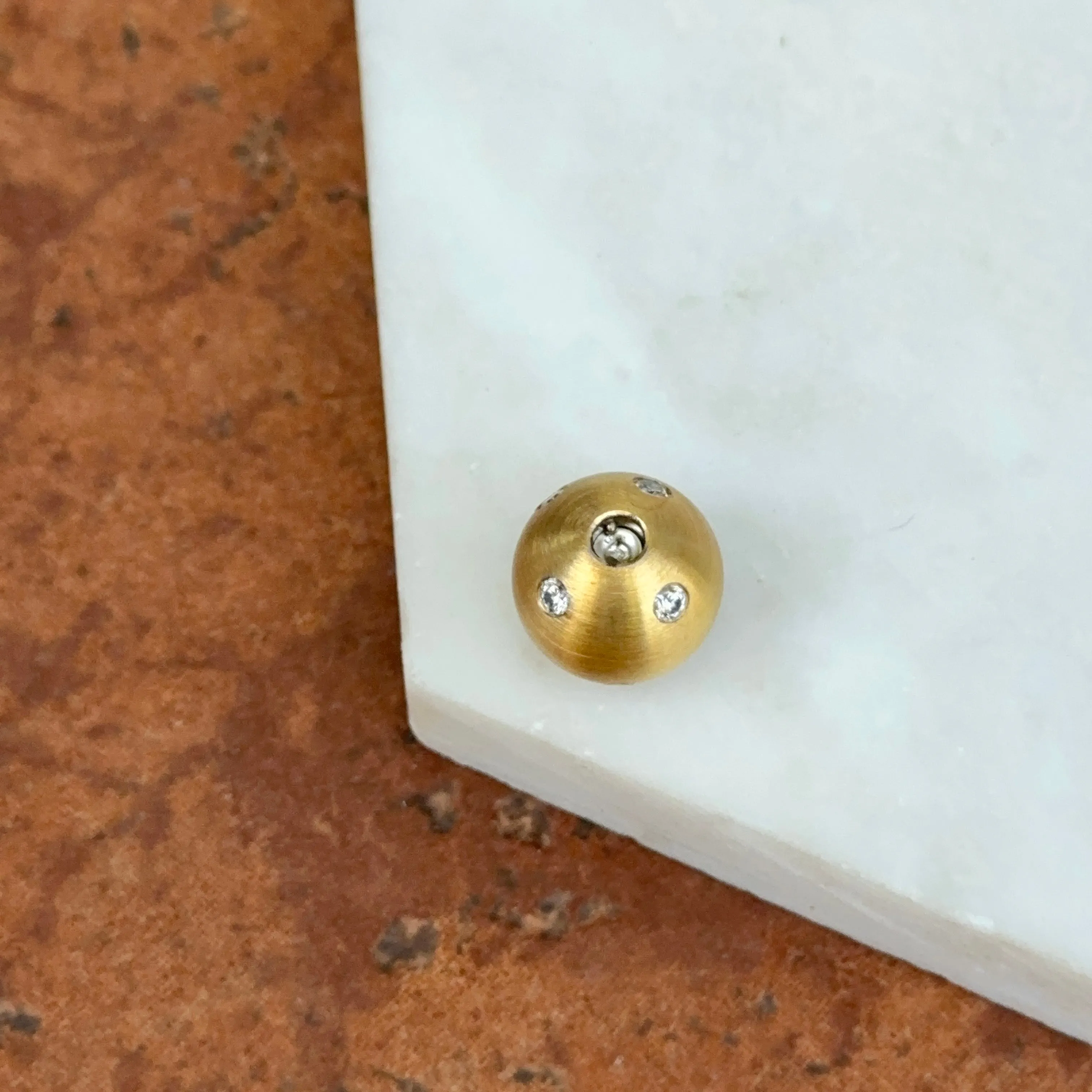 Matte Gold Plated Stainless Steel 12mm Gypsy Set CZ Ball Swap Pendant