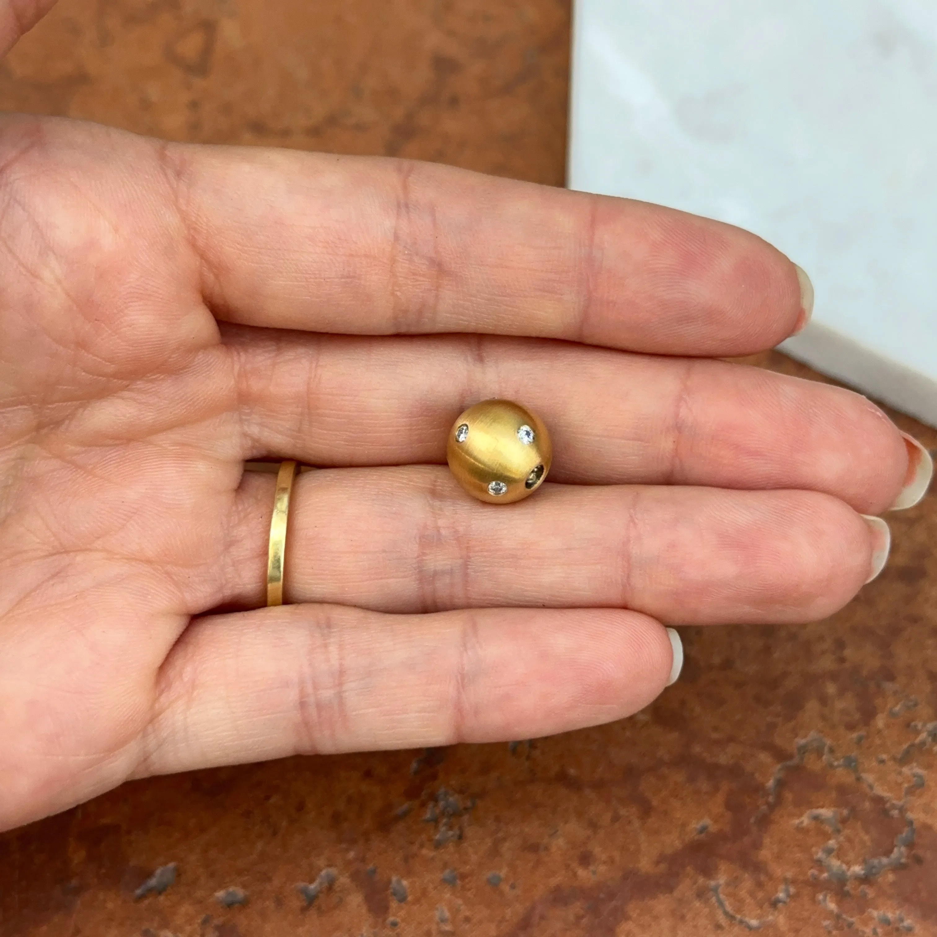 Matte Gold Plated Stainless Steel 12mm Gypsy Set CZ Ball Swap Pendant