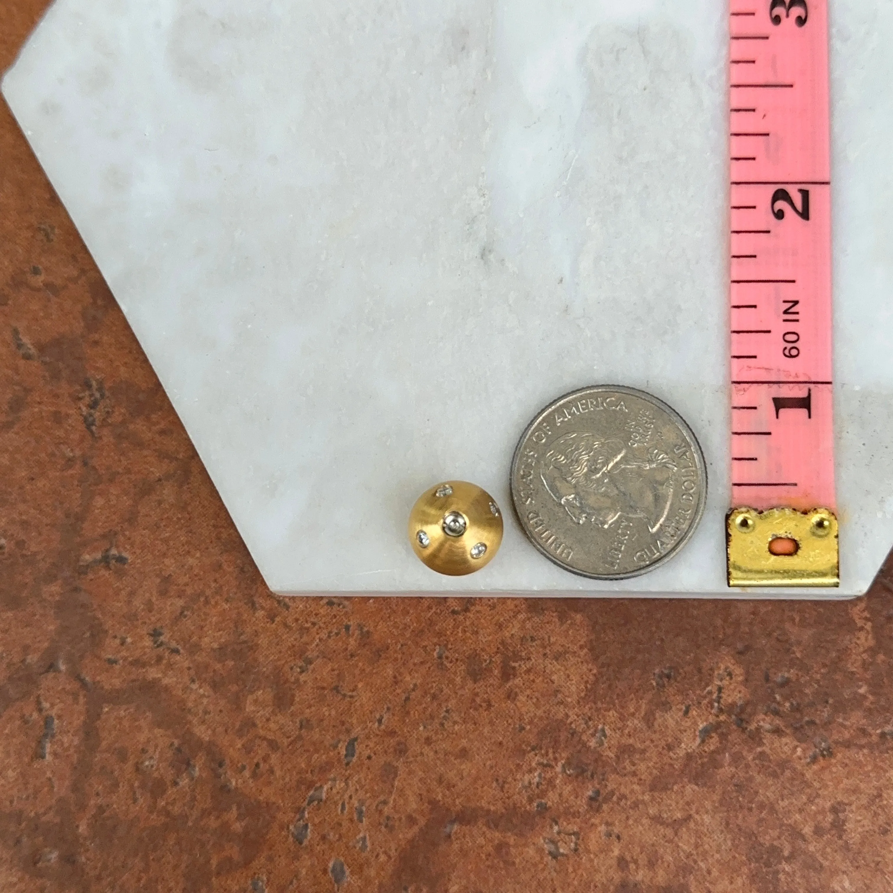 Matte Gold Plated Stainless Steel 12mm Gypsy Set CZ Ball Swap Pendant