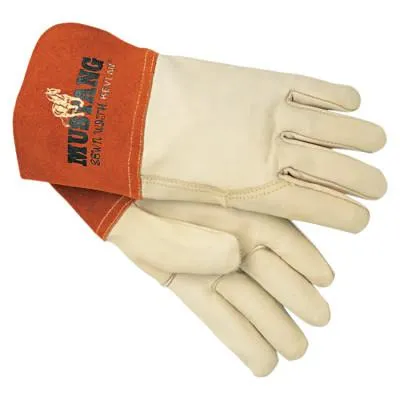 MCR Safety Mig/Tig Welders Gloves, Premium Grain Cowhide, Medium, Beige, 4950M
