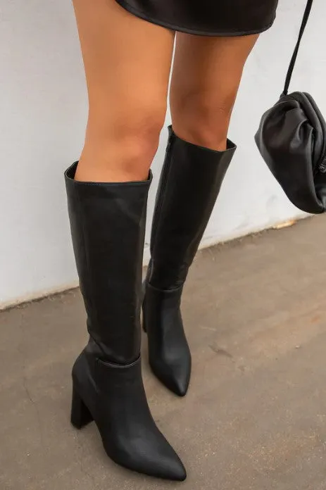 Melanie Knee High Boot- Black PU