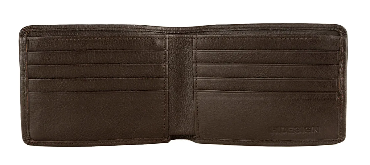 Mens Angle Stitch Leather Slim Bifold Wallet
