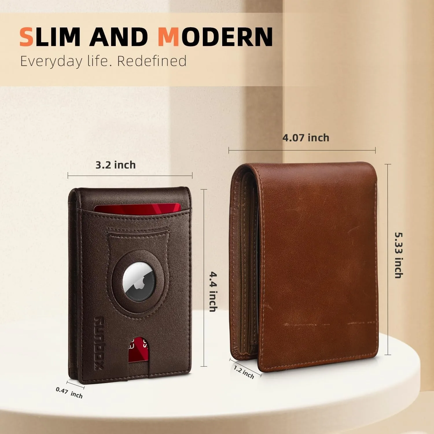 Mens Slim RFID Blocking Bifold Wallets with AirTag