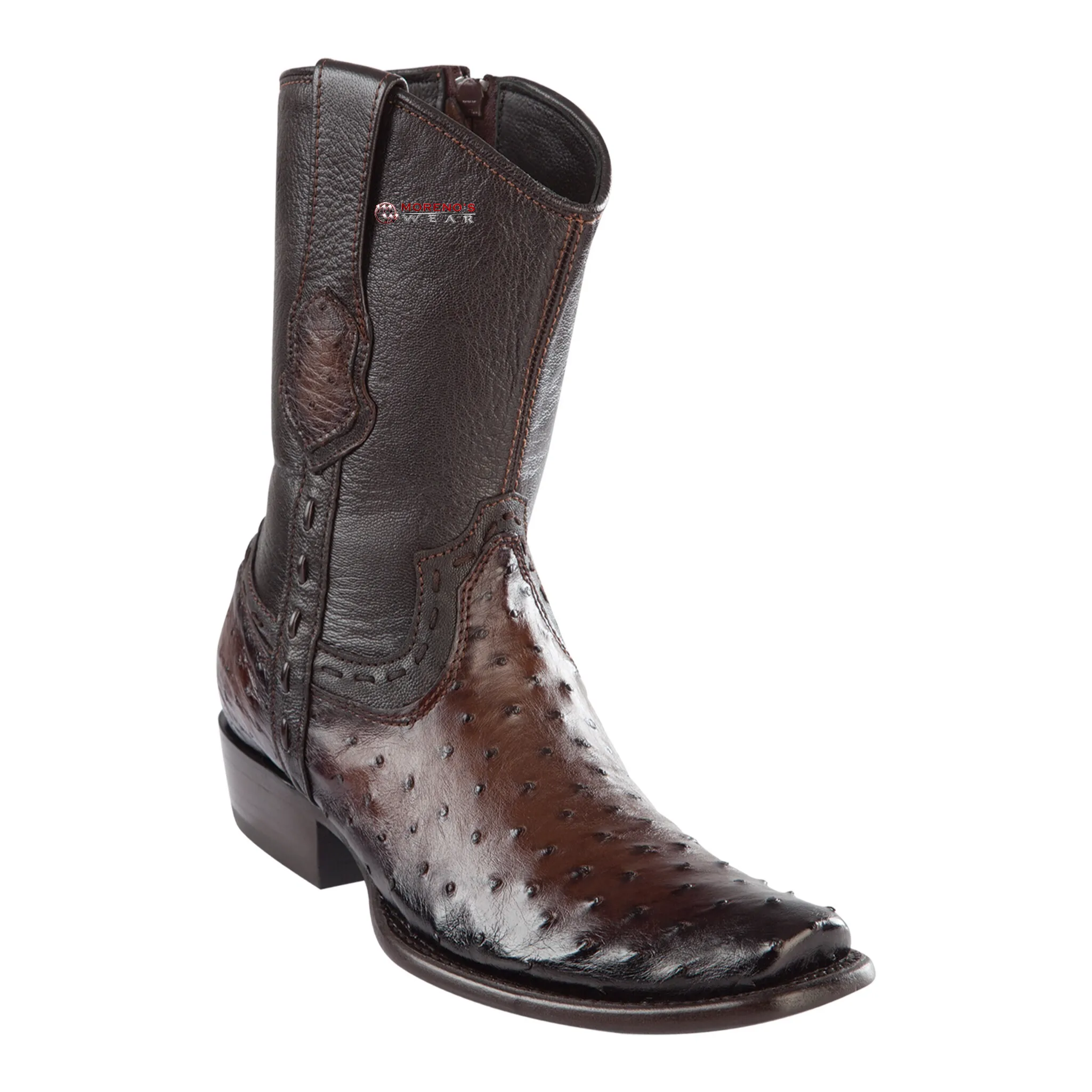 Men's Wild West Ostrich Ankle Boots Dubai Toe