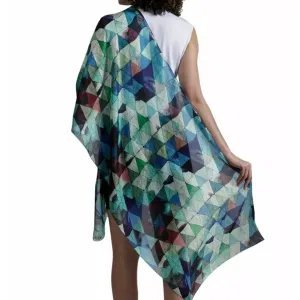 Merino/Silk Scarf - Geometric Blue