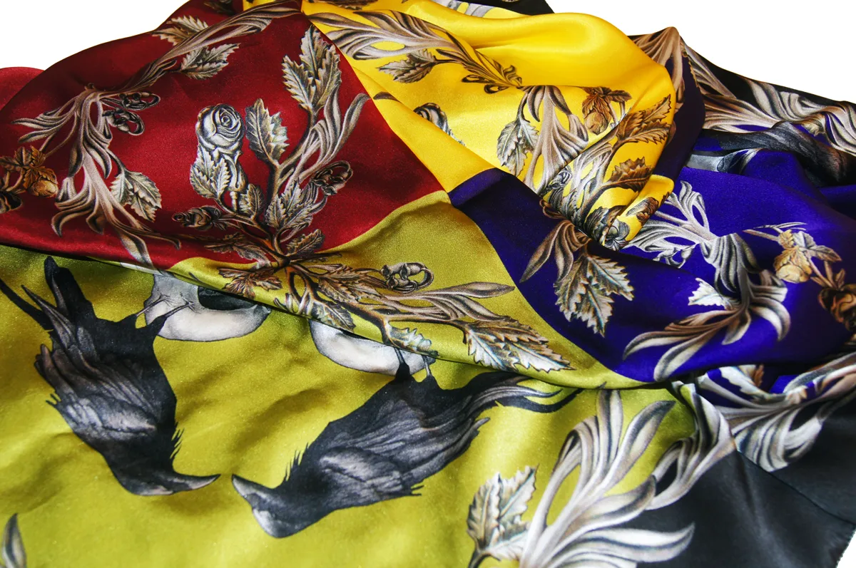 MERLETTA Multicolor Large Print Silk Scarf