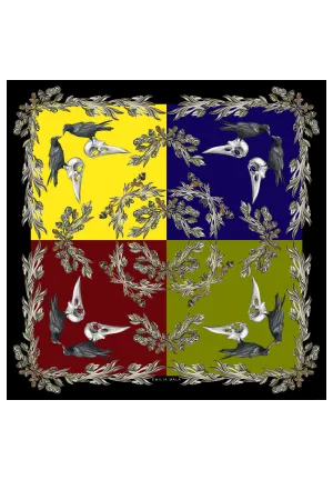 MERLETTA Multicolor Large Print Silk Scarf