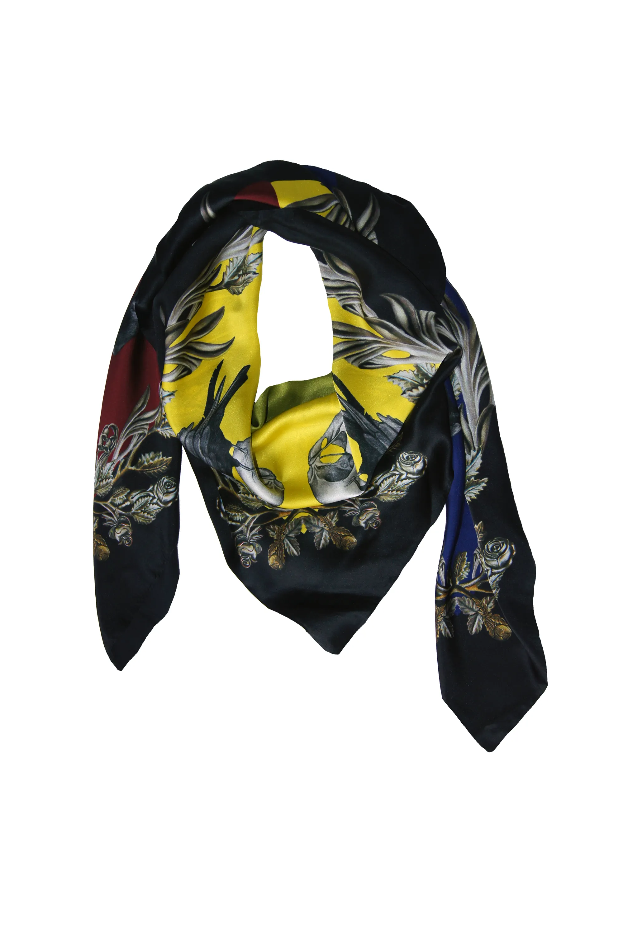 MERLETTA Multicolor Large Print Silk Scarf