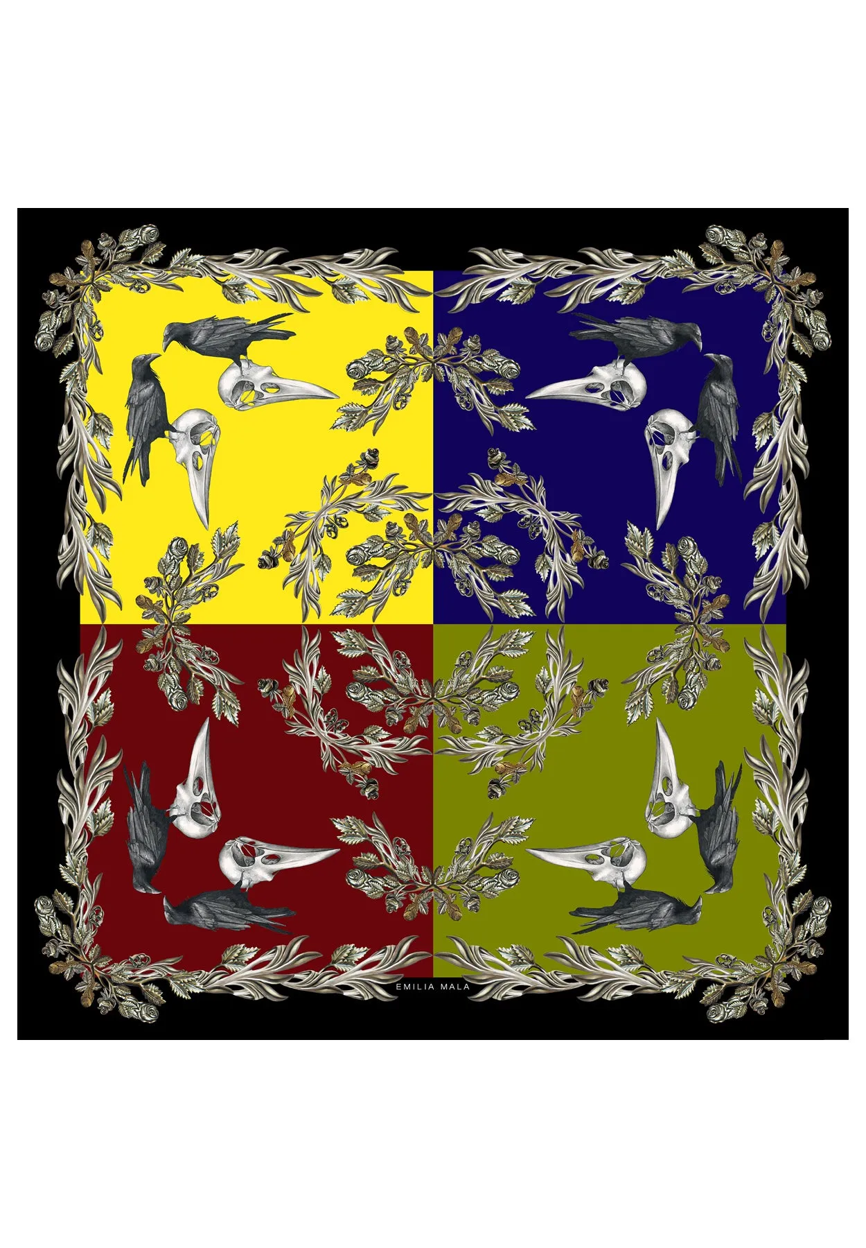 MERLETTA Multicolor Large Print Silk Scarf