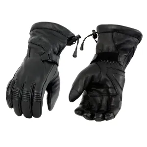MG7518 Men's Black Deerskin Gauntlet Motorcycle Hand Gloves w/ i-Touch Screen Compatibility