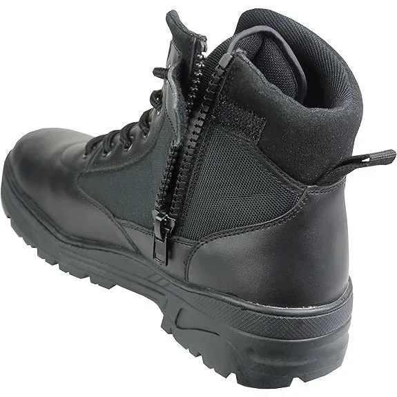 Mid Black Leather Size Zip Patrol Boots