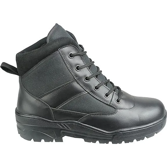 Mid Black Leather Size Zip Patrol Boots