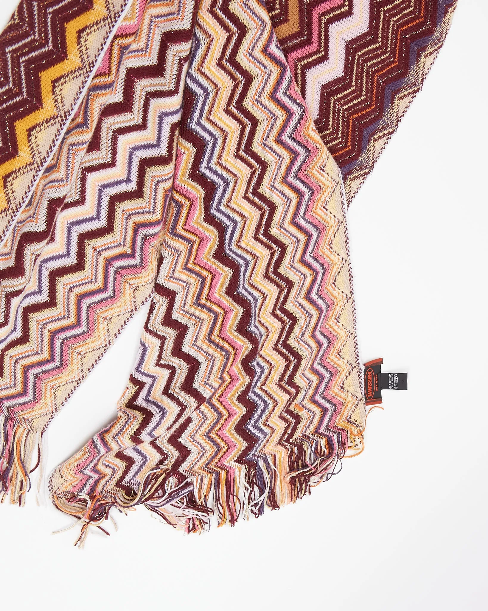 Missoni Burgundy/Pink Zigzag Crochet Scarf