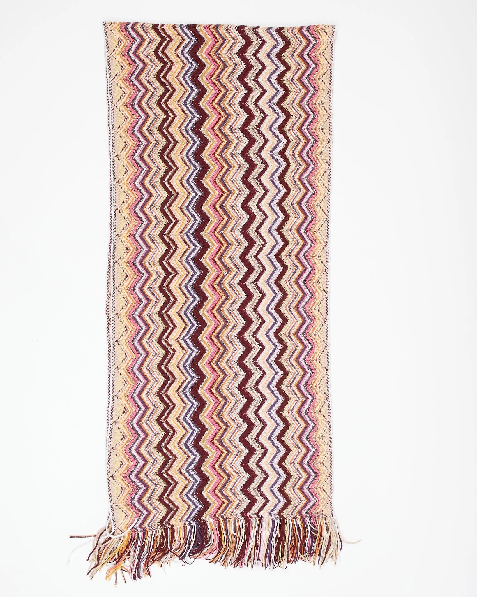 Missoni Burgundy/Pink Zigzag Crochet Scarf