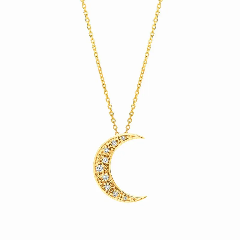 MOON CLUSTER DIAMOND NECKLACE 14K GOLD (0.15 CTW)