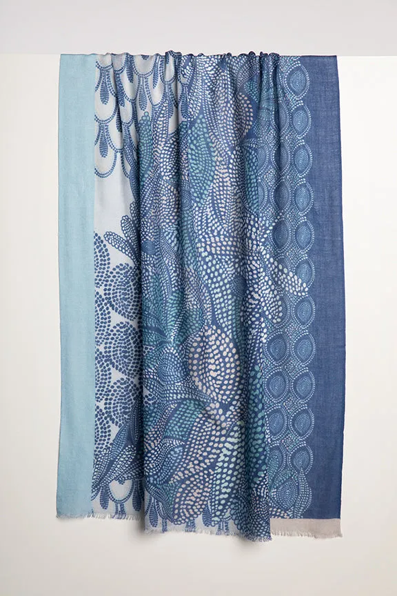Mosaic Foliage Print Scarf by Kinross