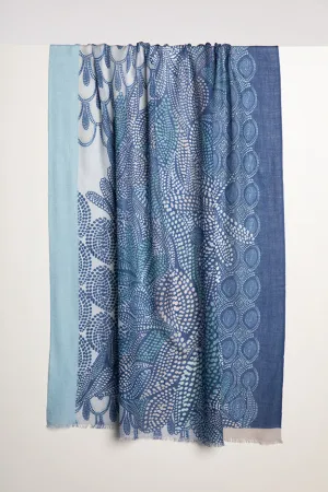 Mosaic Foliage Print Scarf by Kinross