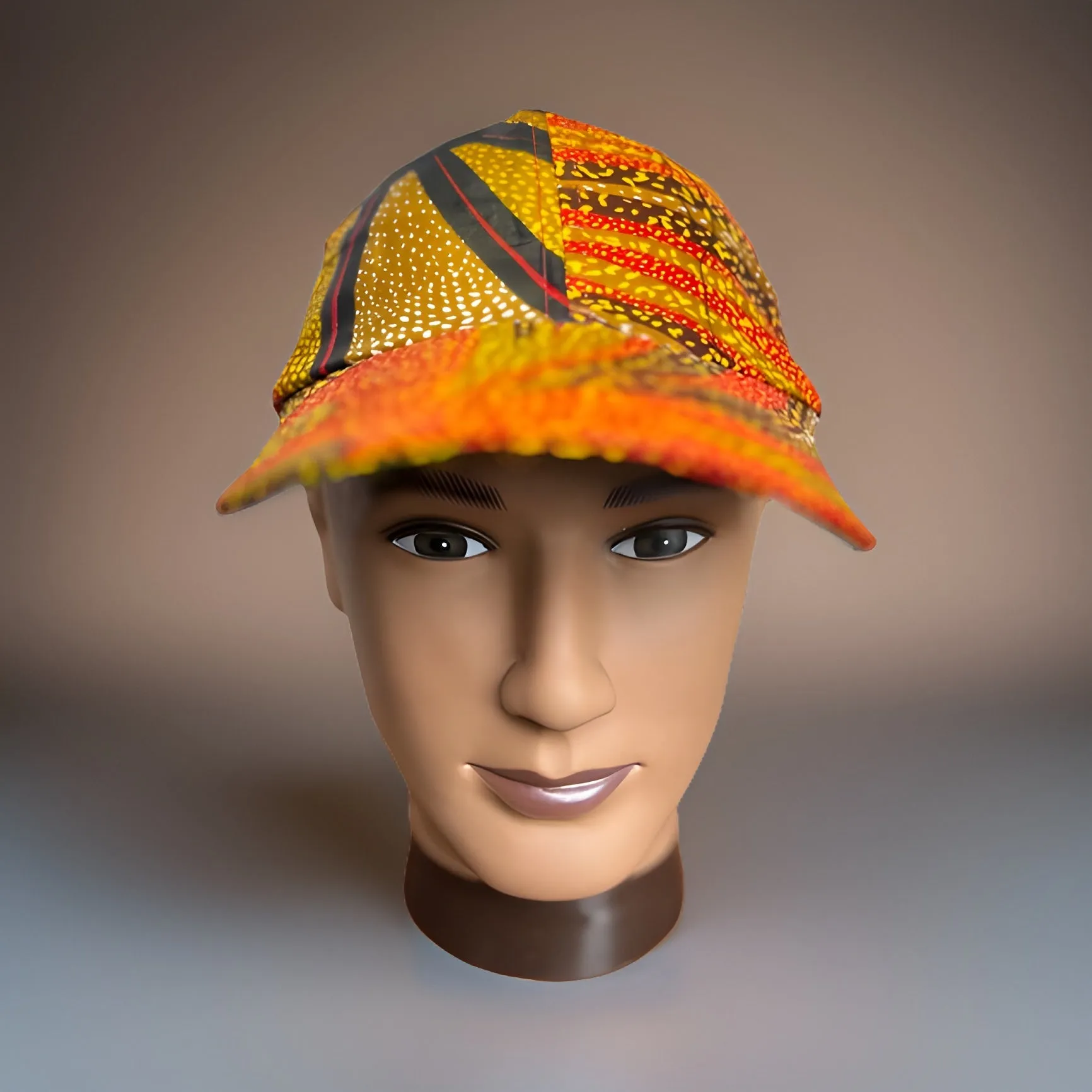 Multi African Print Baseball Cap with Matching Mask