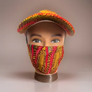 Multi African Print Baseball Cap with Matching Mask