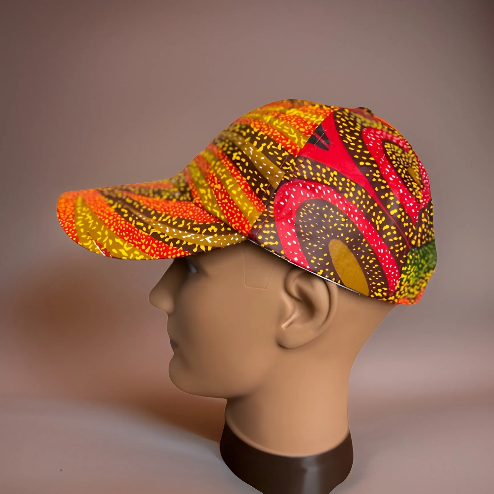 Multi African Print Baseball Cap with Matching Mask