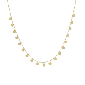 Multi Dangling Heart Necklace 14K