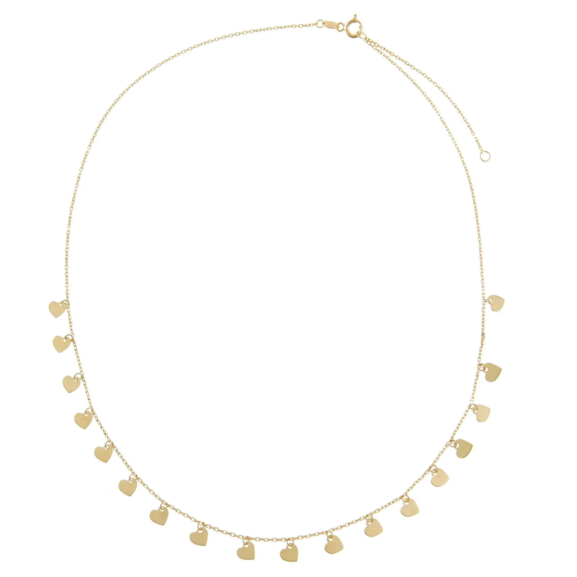 Multi Dangling Heart Necklace 14K