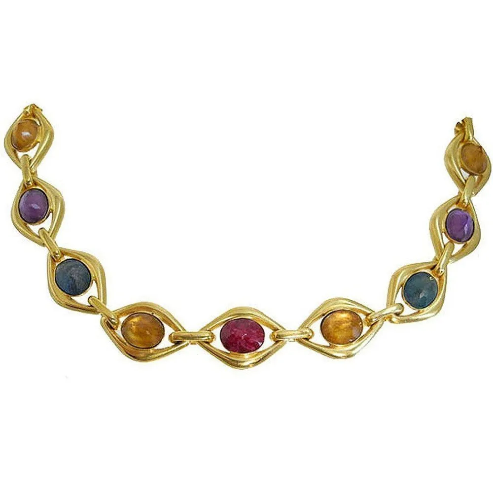 Multi Stone Link Necklace