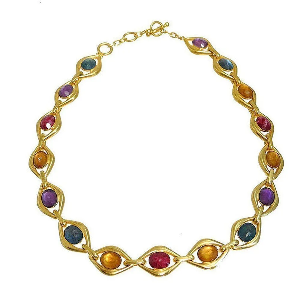 Multi Stone Link Necklace
