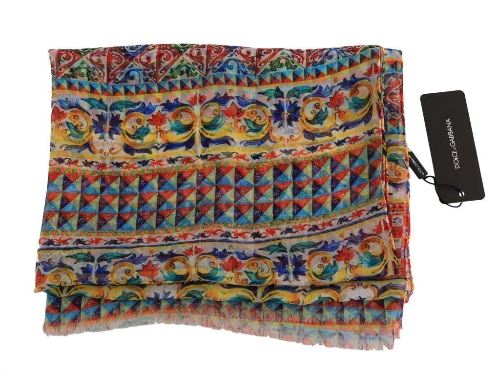 Multicolor Carretto Print Silk Scarf