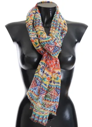 Multicolor Carretto Print Silk Scarf