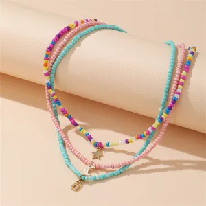 Multicolor Howlite & 18K Gold-Plated Celestial Necklace Set
