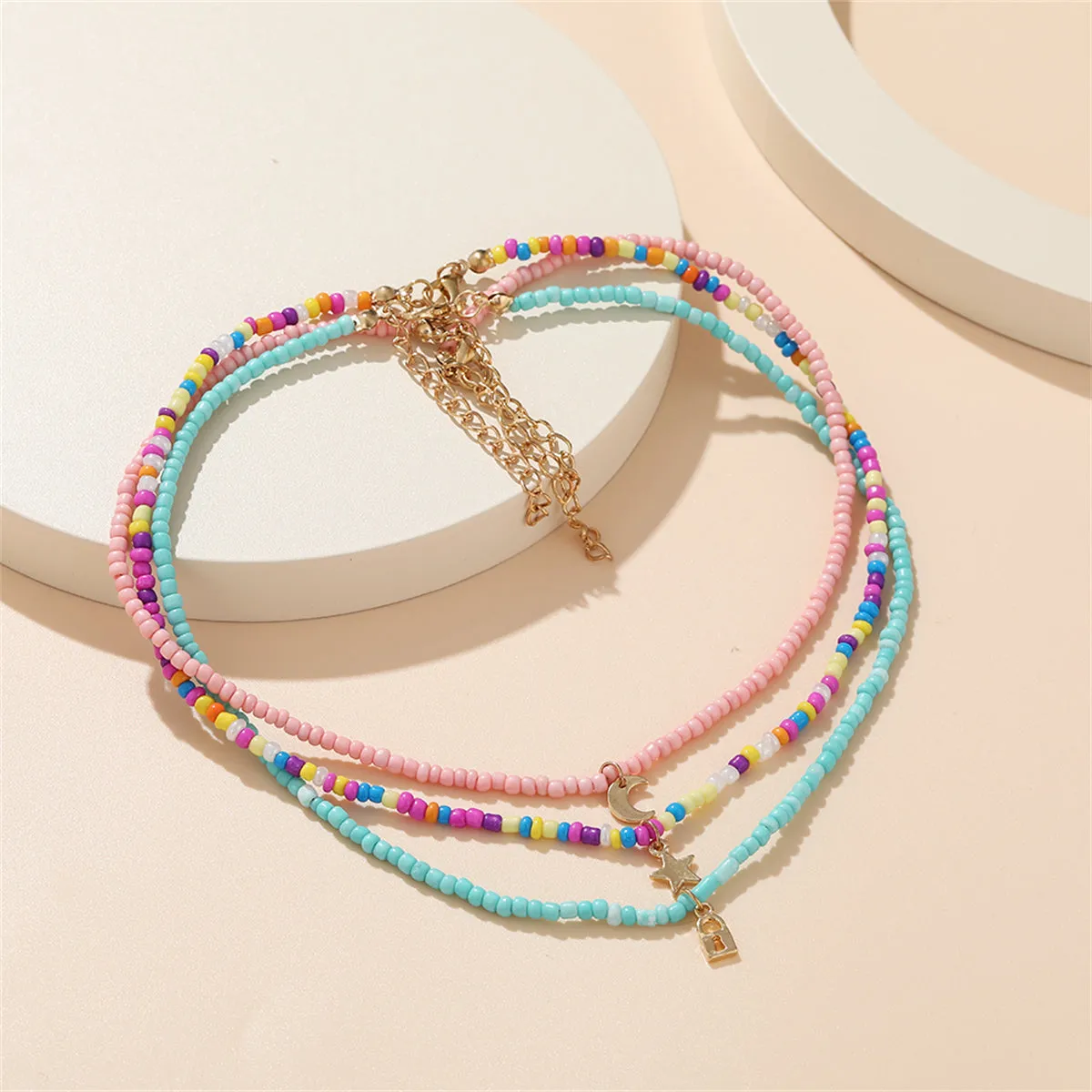 Multicolor Howlite & 18K Gold-Plated Celestial Necklace Set