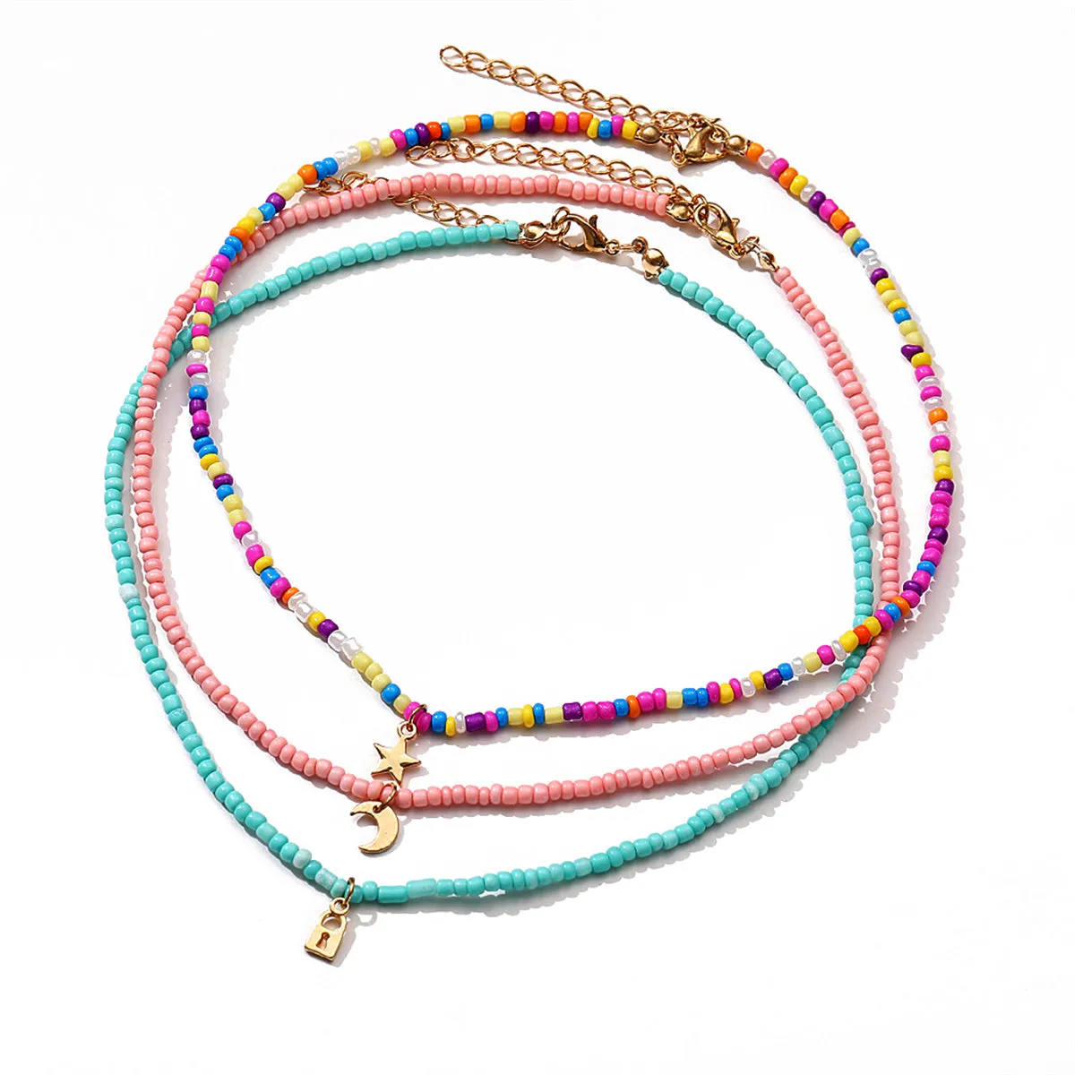 Multicolor Howlite & 18K Gold-Plated Celestial Necklace Set