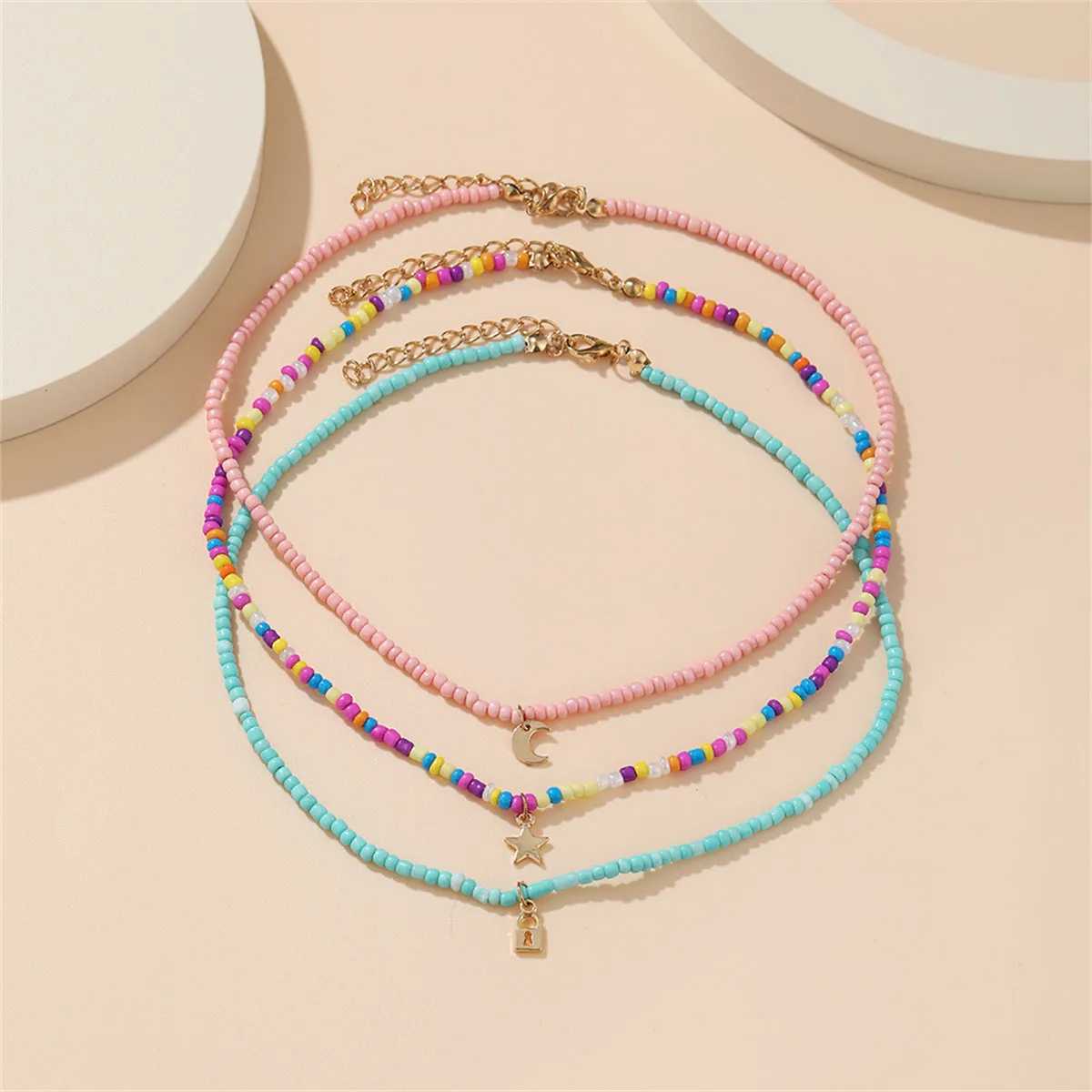 Multicolor Howlite & 18K Gold-Plated Celestial Necklace Set