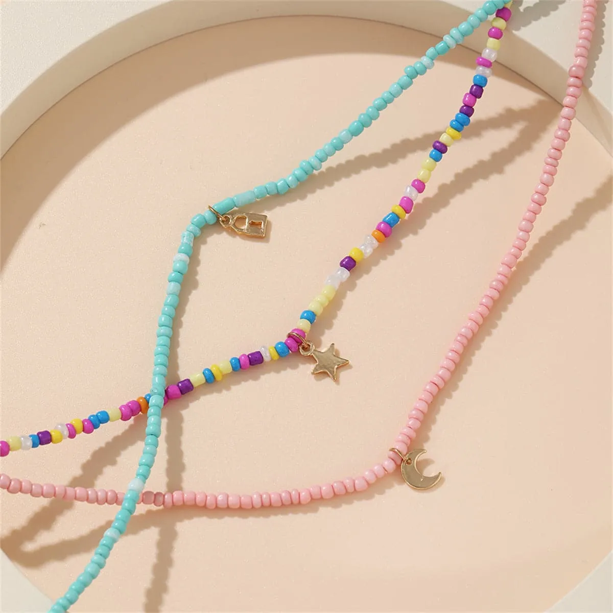 Multicolor Howlite & 18K Gold-Plated Celestial Necklace Set