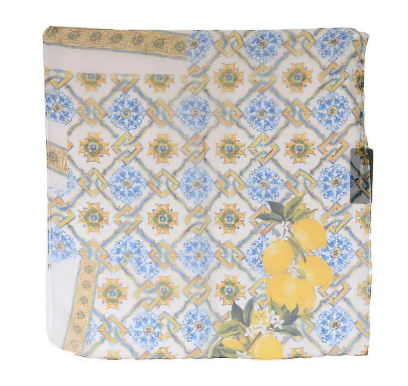 Multicolor Majolica Print Silk Scarf