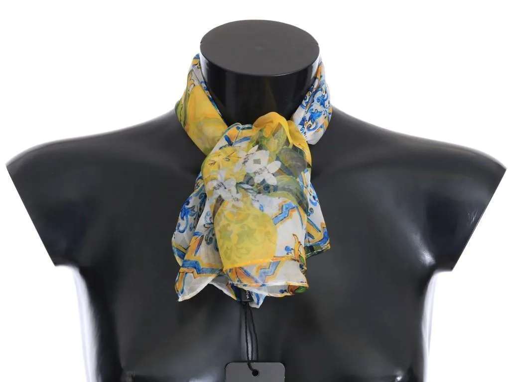 Multicolor Majolica Print Silk Scarf