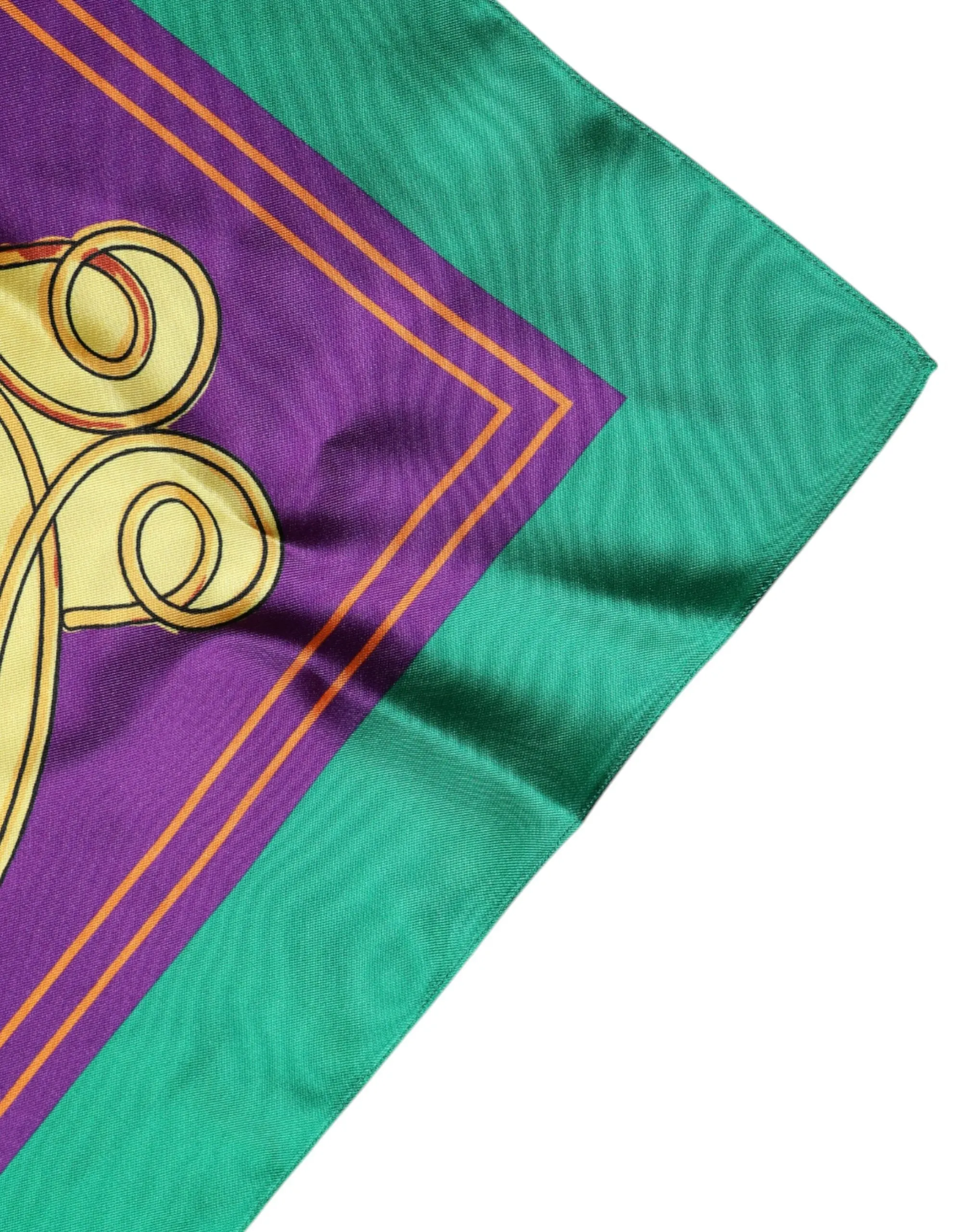 Multicolor Printed Silk Square Wrap Scarf