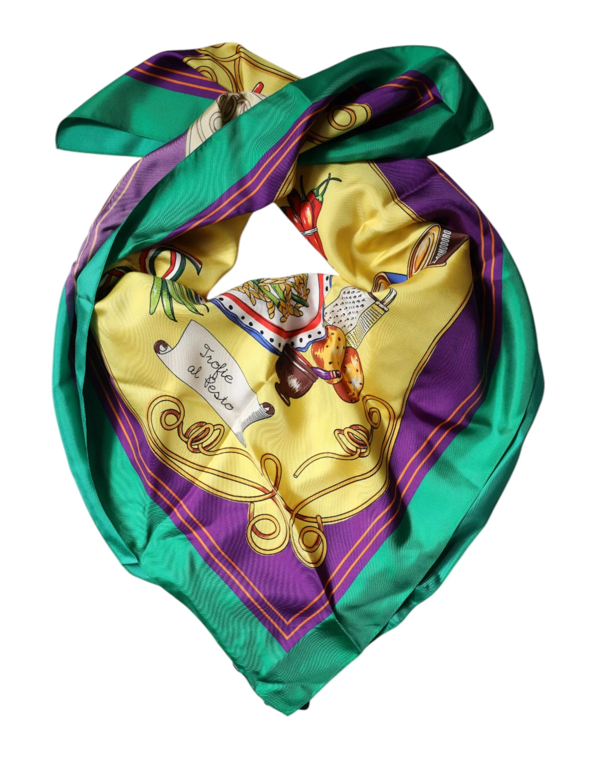 Multicolor Printed Silk Square Wrap Scarf