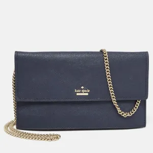 Navy Blue Leather Mini Cameron Street Briley Chain Clutch