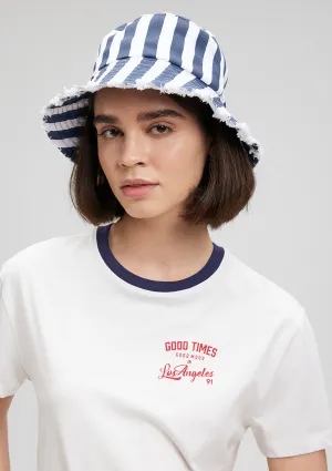 Navy Striped Bucket Hat